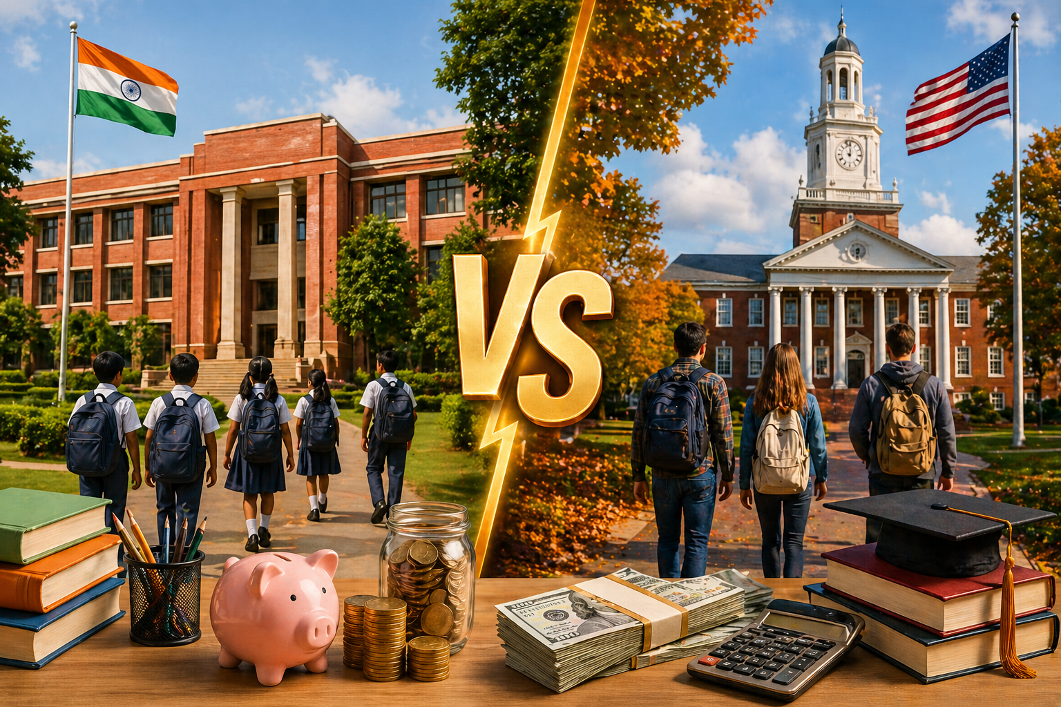🇮🇳 India vs 🇺🇸 USA School Fees (2026) – Simple Comparison (PPP-Based)