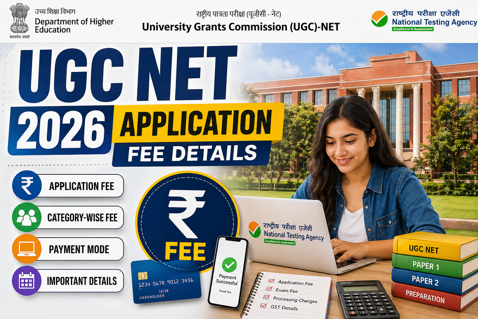 UGC NET 2026 application fee details